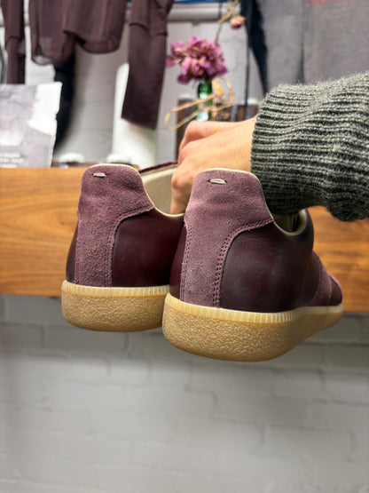 Maison Margiela G.A.T. Dark Red Suede/Gum Sole Low Top Sneakers