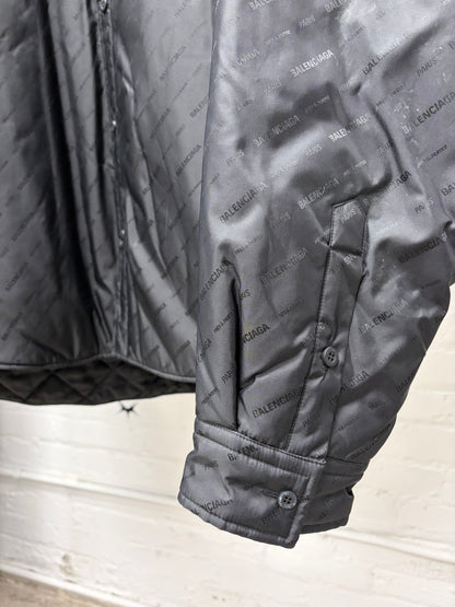 2021 Balenciaga Monogram Padded Black Shell Over-Shirt