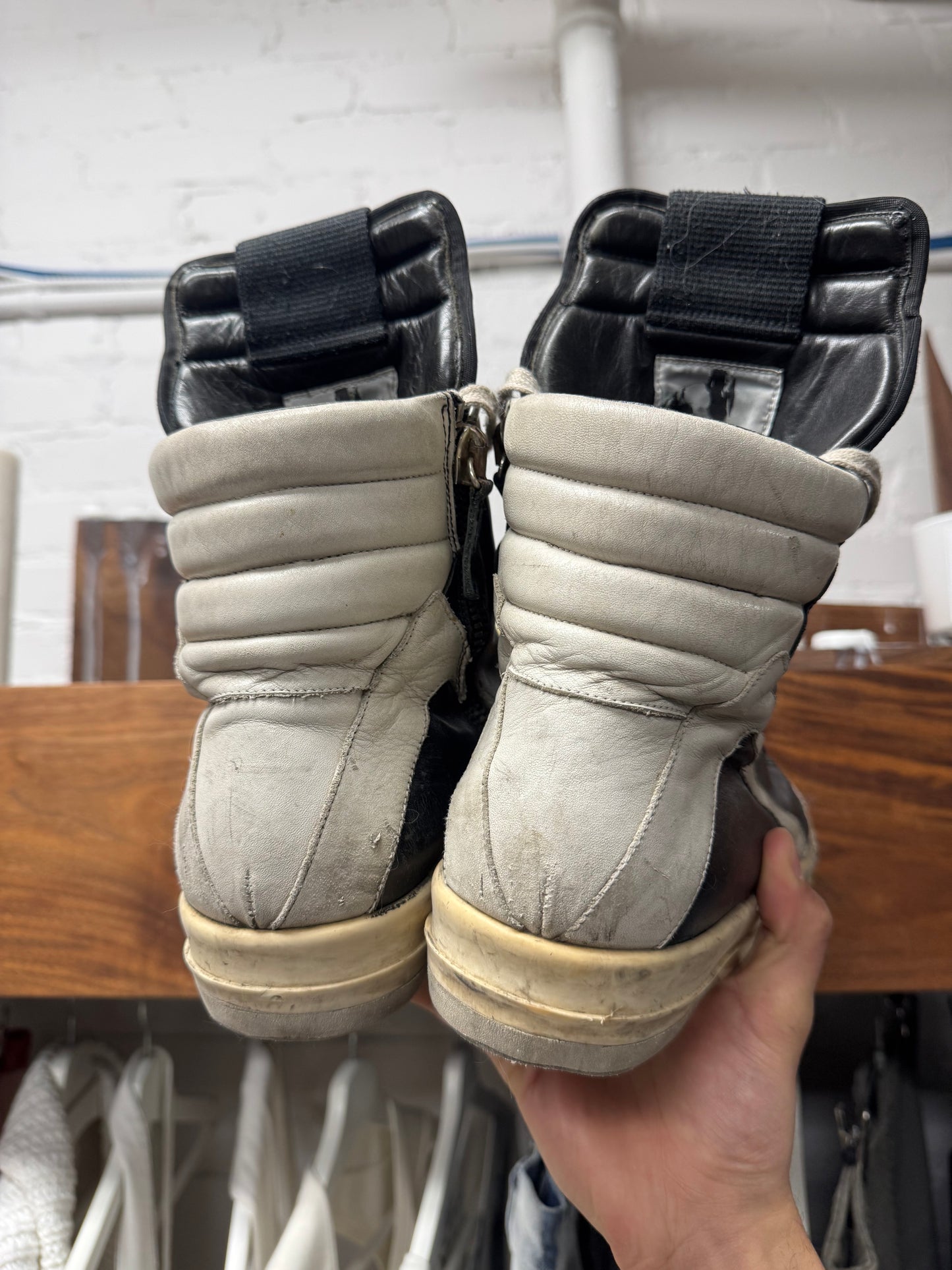 Rick Owens ‘Geobasket’ Black Leather High Top Sneakers
