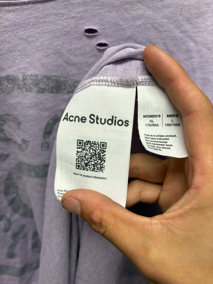 Acne Studios Layered Purple ‘Button Logo’ Distressed Long Sleeve Shirt