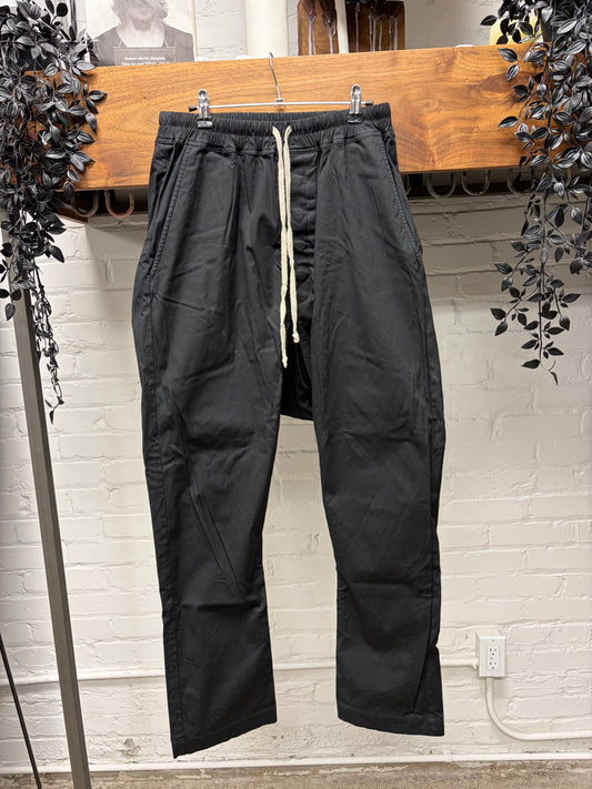 AW2021 Rick Owens ‘Gethsemane’ Black Drop Crotch Drawstring Pants