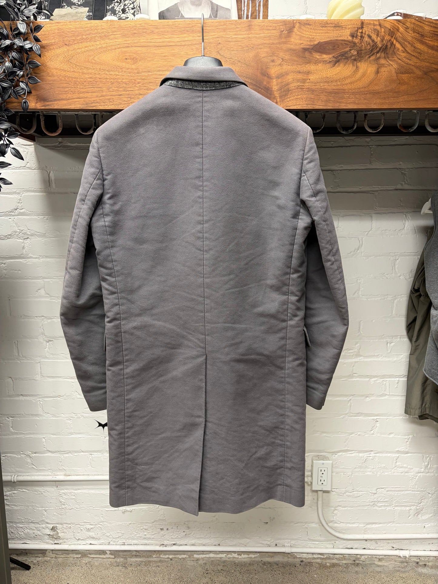 Helmut Lang ‘Plum Purple’ Moleskin  Single Breasted Coat