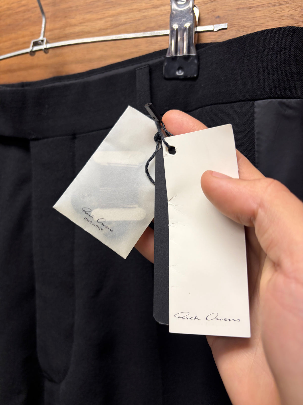 AW2018 Rick Owens ‘Sisyphus’ Tuxedo Striped Side Seam Black Wide Leg Trousers