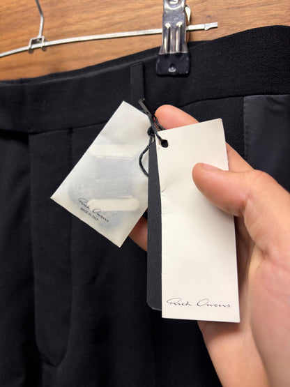 AW2018 Rick Owens ‘Sisyphus’ Tuxedo Striped Side Seam Black Wide Leg Trousers