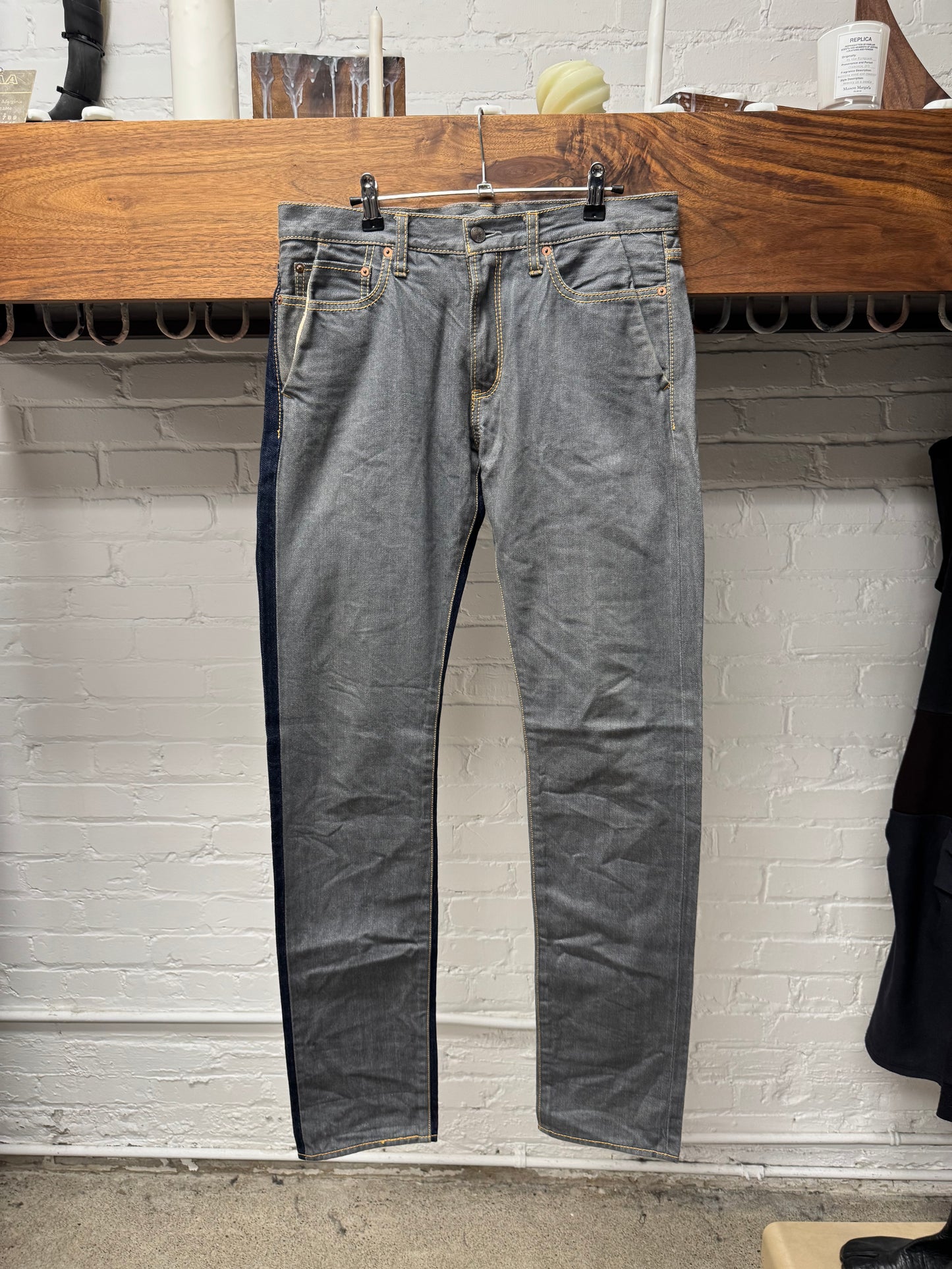 Mihara Yasuhiro Hybrid Grey/Blue Split Bootcut Denim