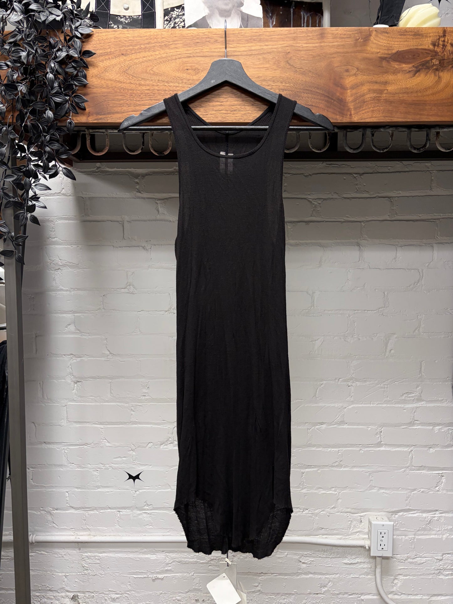 SS2015 Rick Owens ‘Faun’ Ribbed Black Tank Top