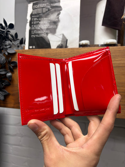 Comme Des Garçons Red Patent Leather ‘Warped’ Bifold Wallet