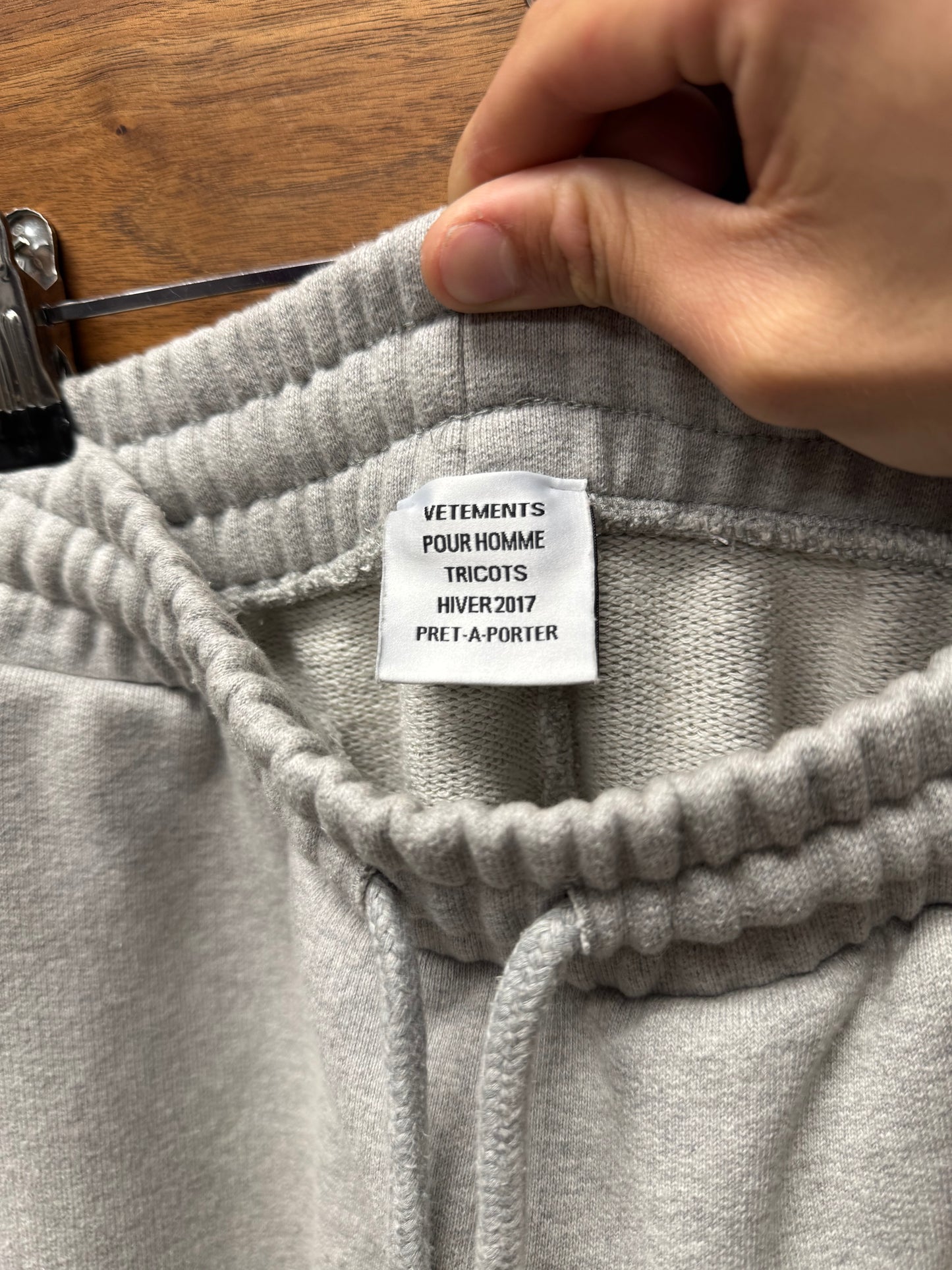AW2017 Vetements ‘11 Inch Gun Club’ Grey Cotton Sweatpants