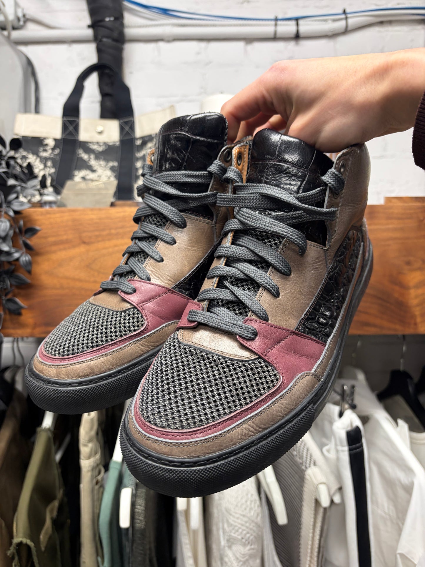 AW2014 Dries Van Noten ‘Half Cab’ Mixed Leather Mid Top Sneakers