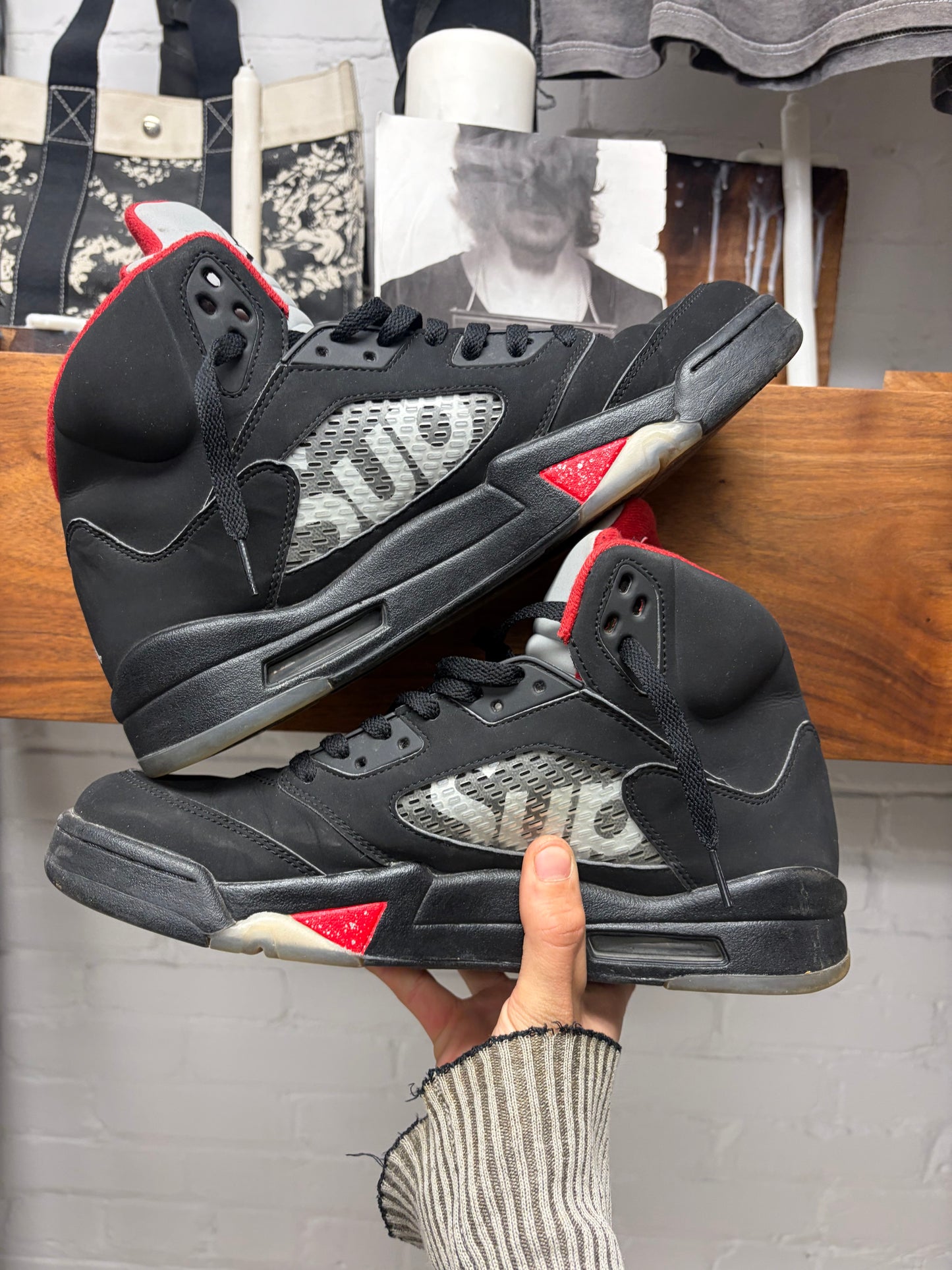 Supreme x Jordan 5 ‘Bred’ High Top Sneakers