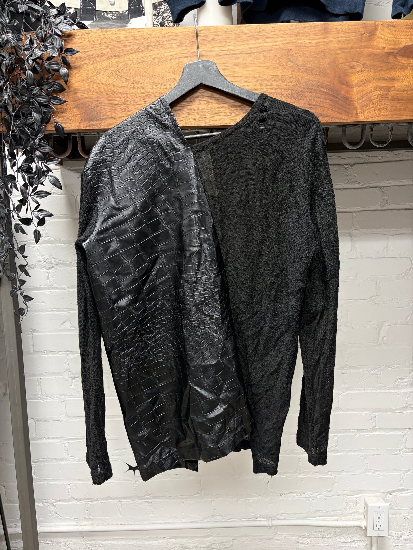 2024 Junya Watanabe Crocodile Embossed Leather Hybrid Cardigan