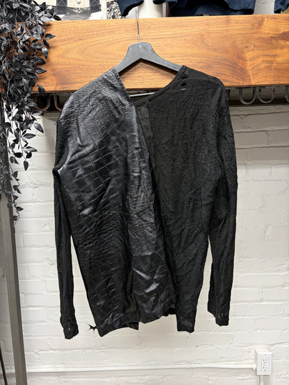 2024 Junya Watanabe Crocodile Embossed Leather Hybrid Cardigan