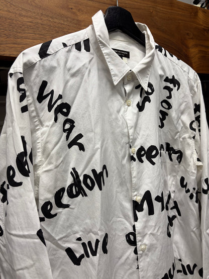 2021 Comme Des Garçons Homme Plus ‘Wear your Freedom’ White Button Up Shirt