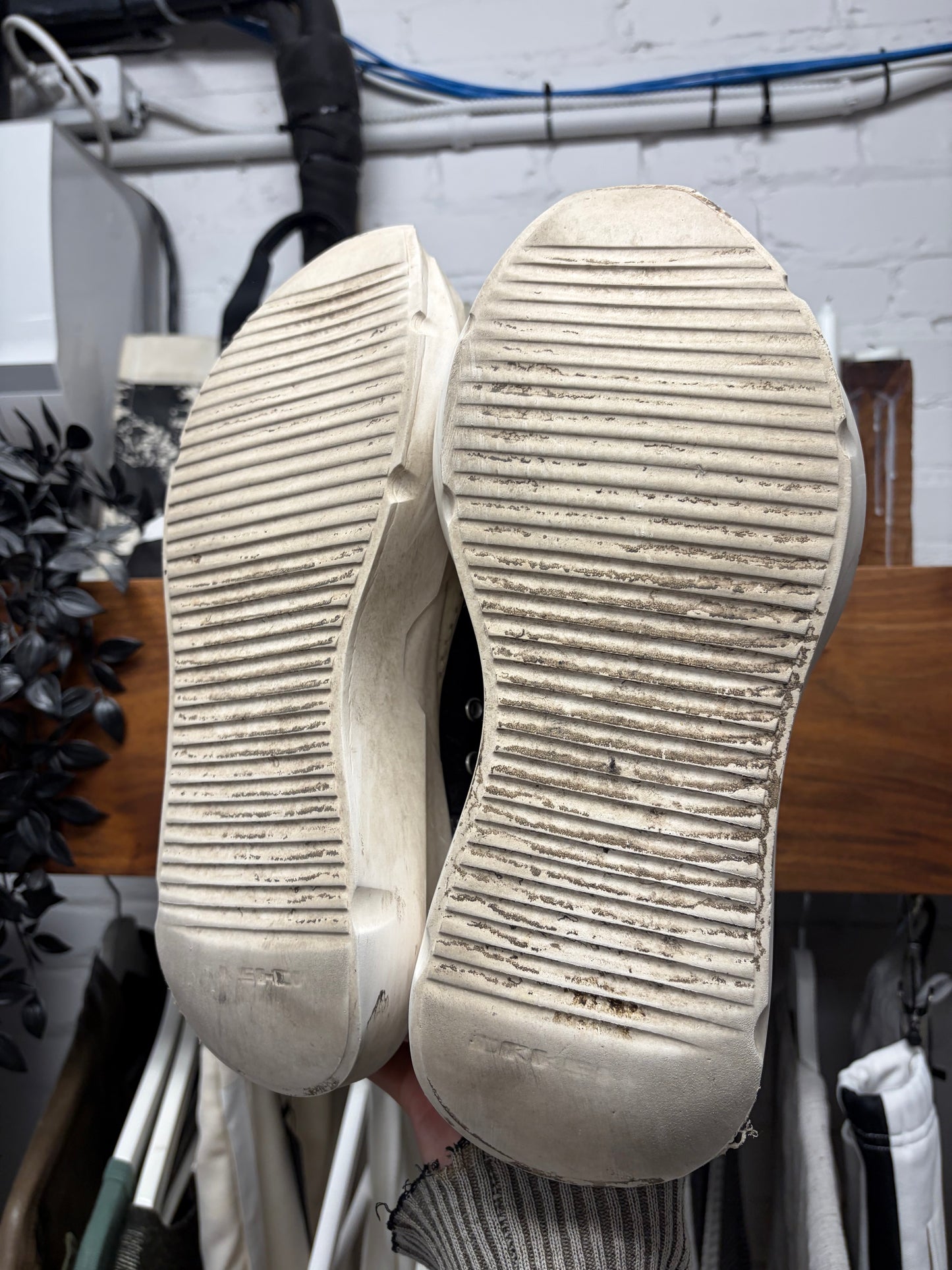Rick Owens ‘Abstract Sole’ Black Canvas High Top Sneakers