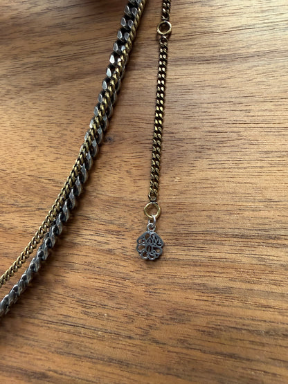 Alexander McQueen Two Tone Gold/Silver Layered Skull Charm Necklace
