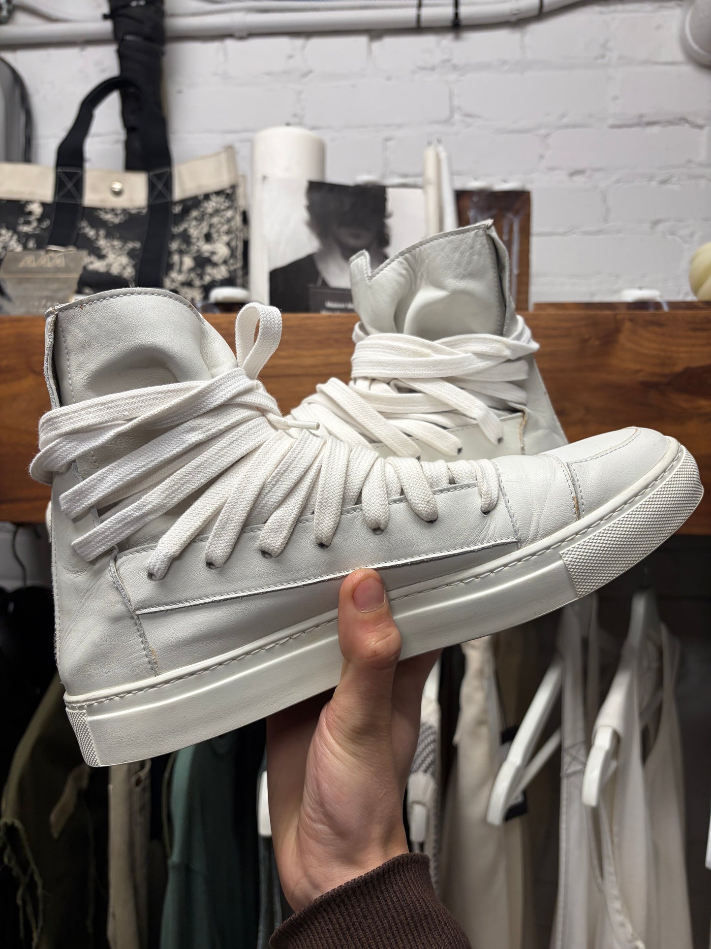 Kris Van Assche Multi-Lace White High Top Sneakers