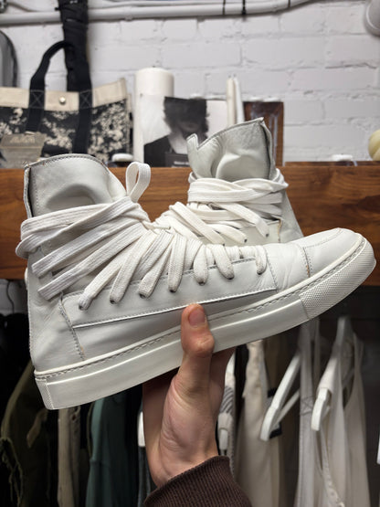 Kris Van Assche Multi-Lace White High Top Sneakers