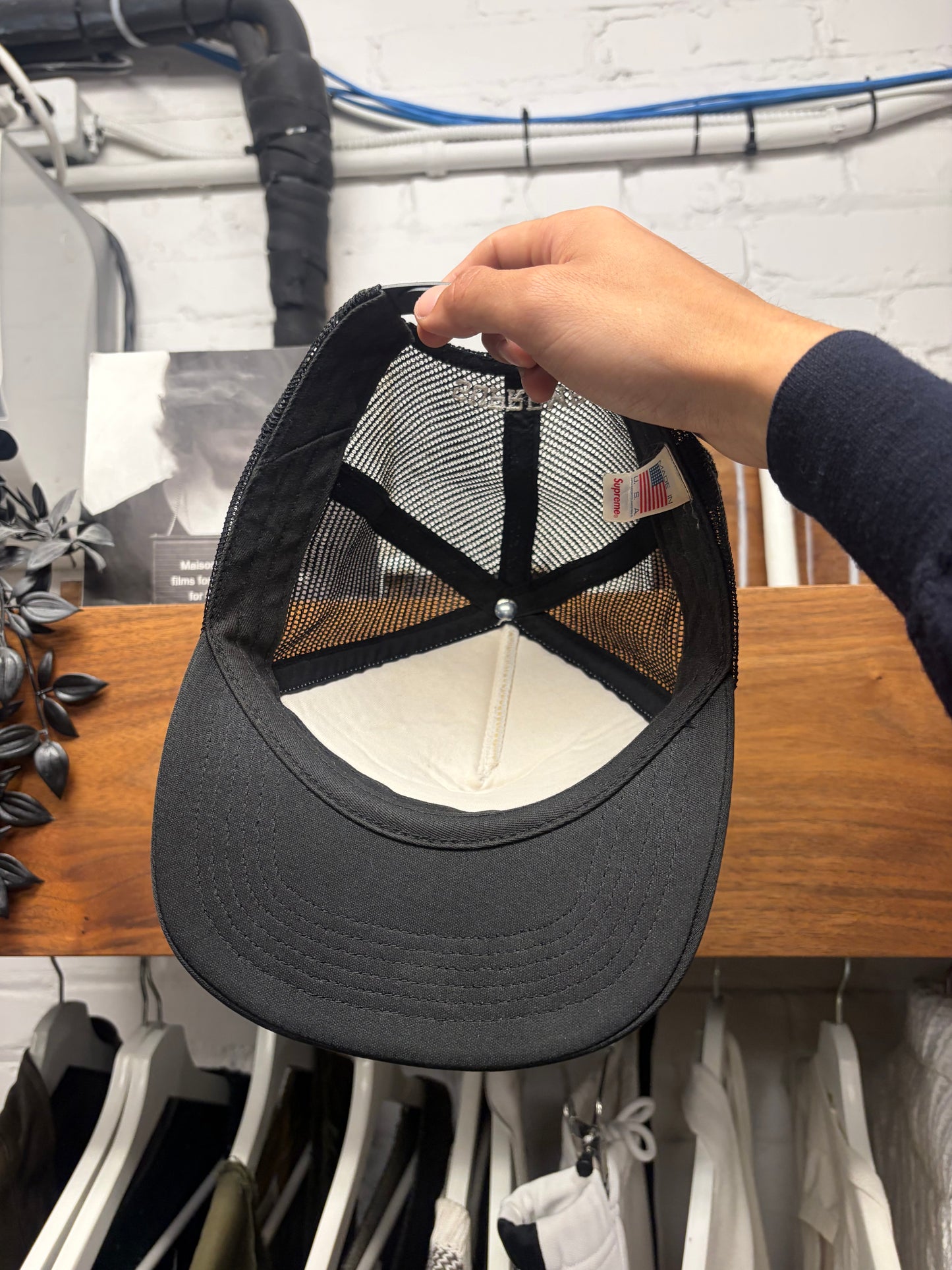 SS2024 Supreme ‘Gradient Logo’ Black Mesh Trucker Hat