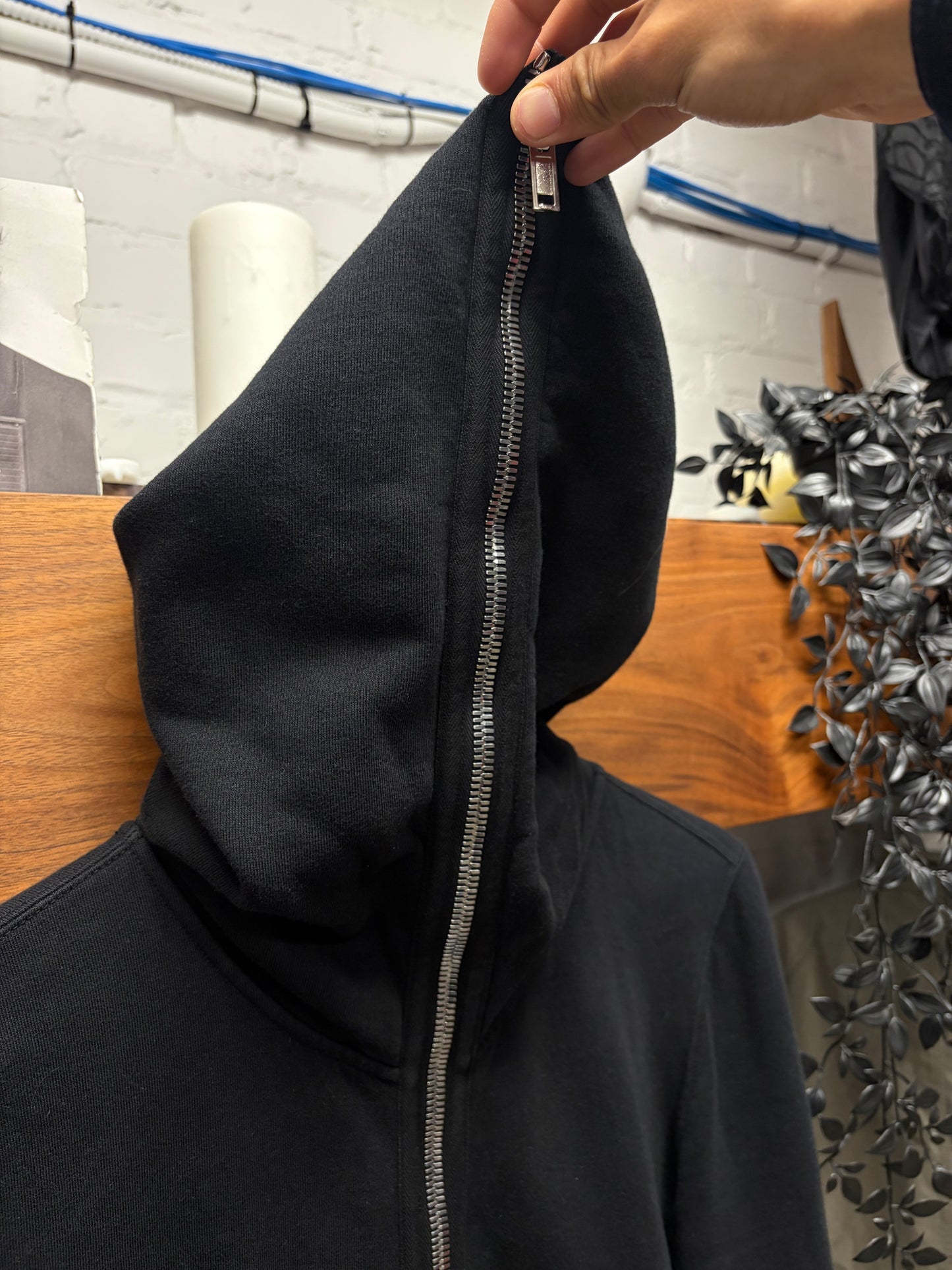 Rick Owens DRKSHDW Patched ‘Gimp’ Black Full Zip Hoodie