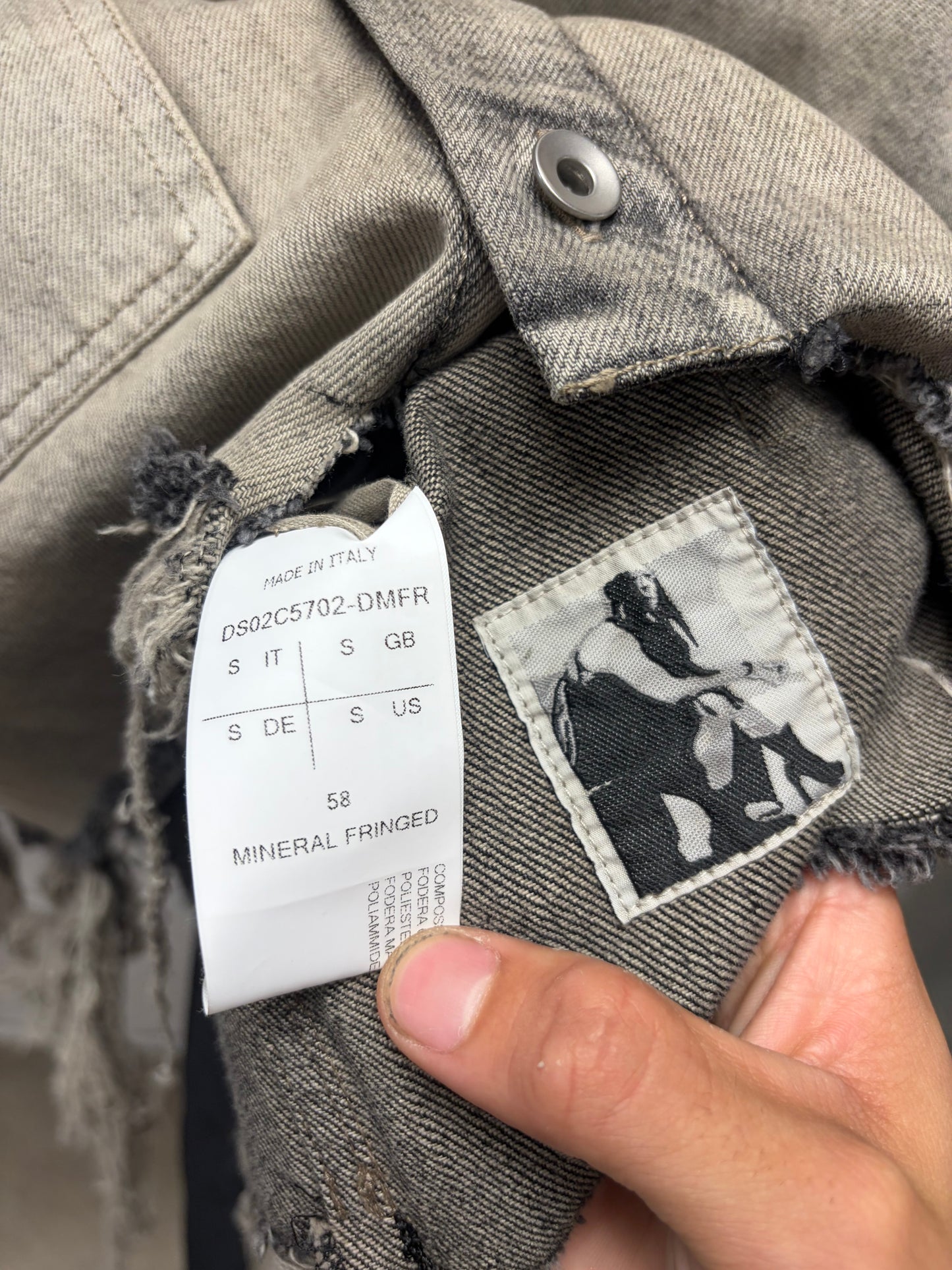 SS2023 Rick Owens ‘Edfu’ Cropped  ‘Mineral Fringe’ Denim Outershirt