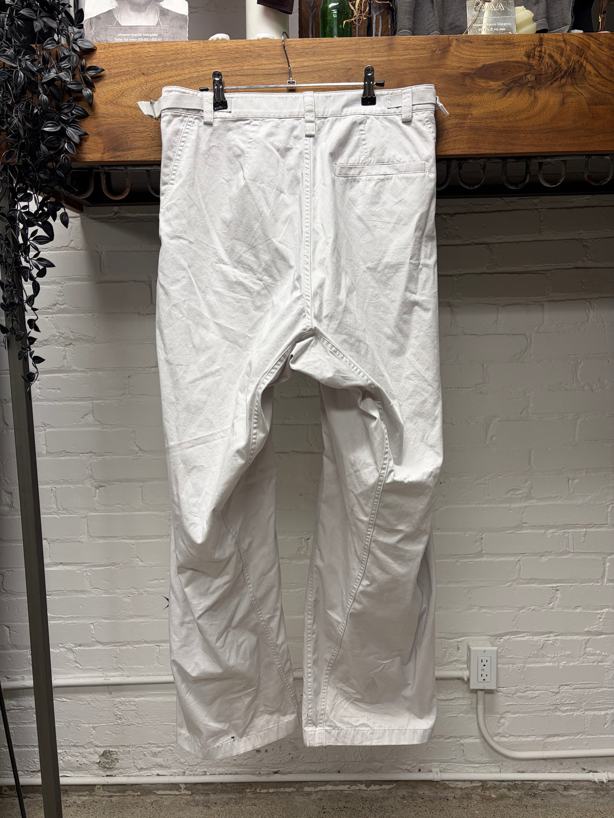 2023 Balenciaga Wide Leg Light Grey Pants with Buckle Adjustable Waistband