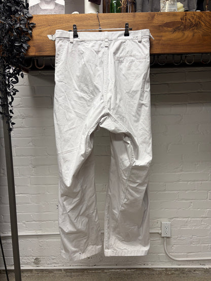 2023 Balenciaga Wide Leg Light Grey Pants with Buckle Adjustable Waistband