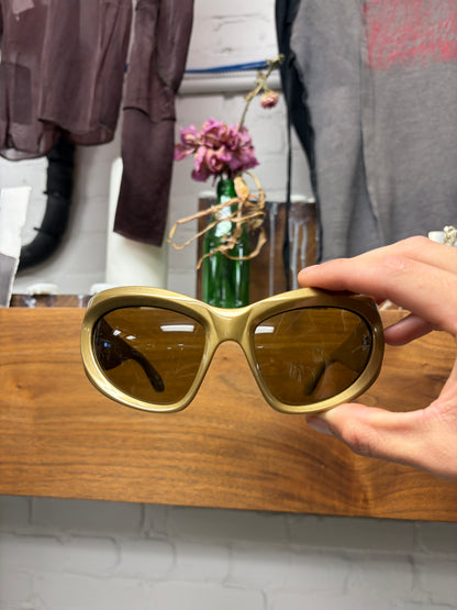 Balenciaga Gold Tone ‘BB0228S 004’ Wraparound Sunglasses