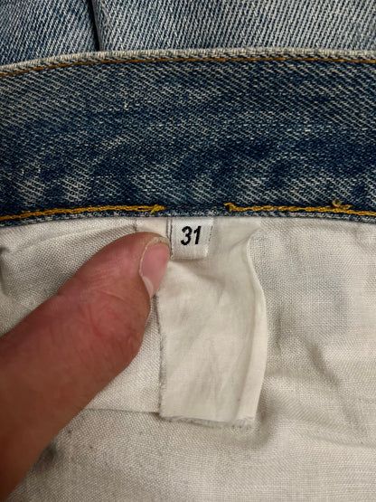 Vintage 1998 Helmut Lang ‘Painter’ Silver/Blue Denim With Hand Repairs