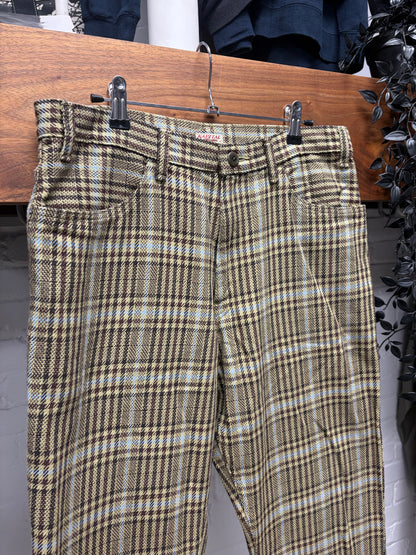Kapital Yellow/Brown Plaid Bootcut Flared Leg Trousers