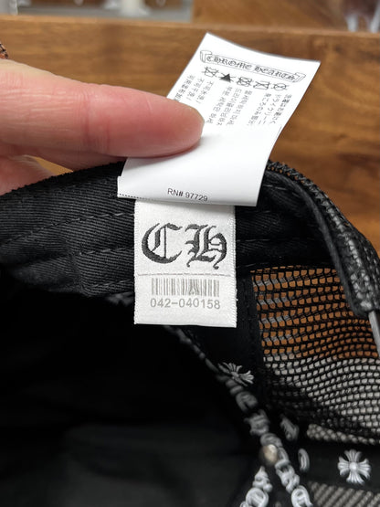 Chrome Hearts Leather ‘Cemetery’ Triple Cross Patch Snap Back Hat