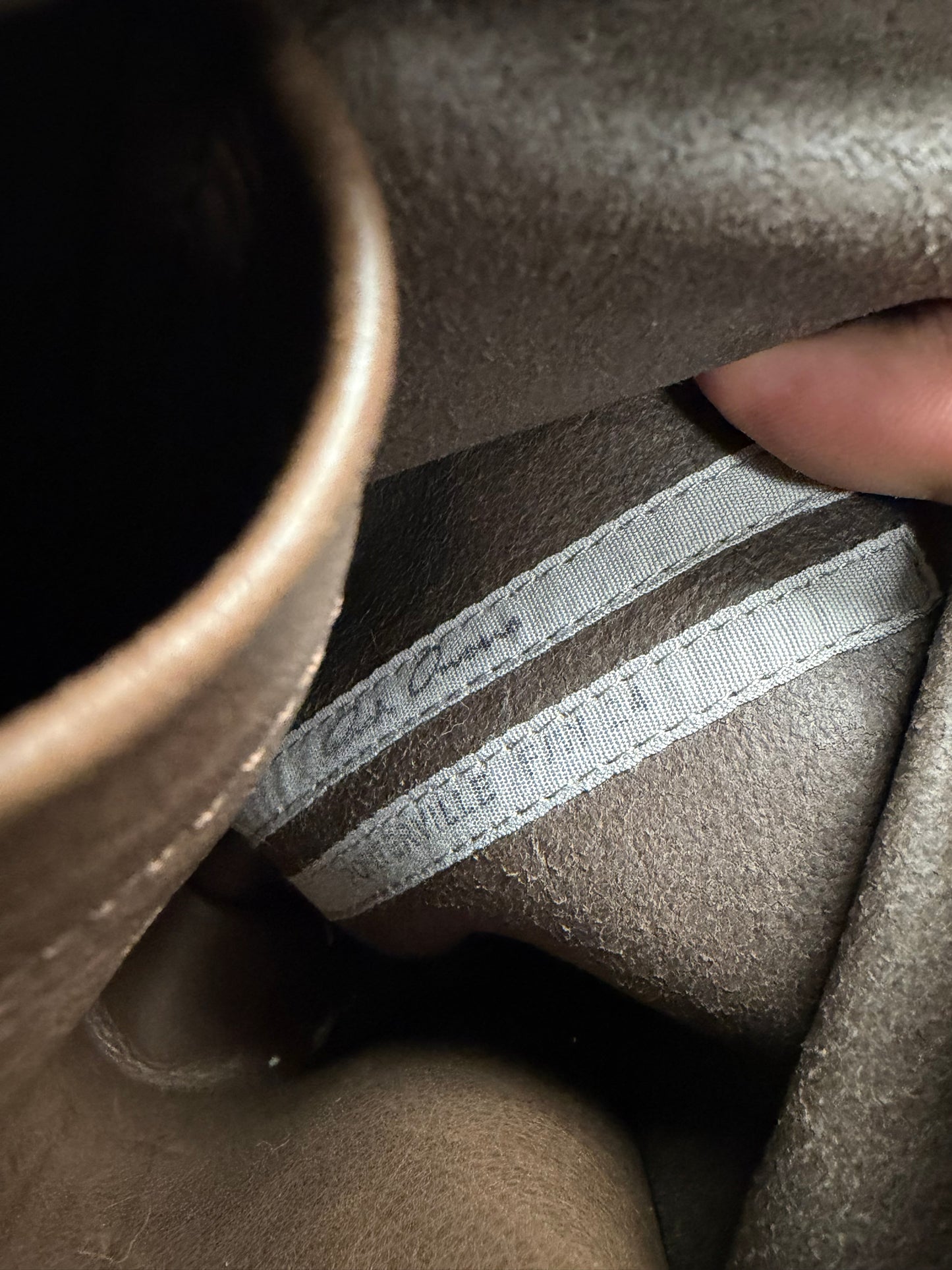 AW2024 Rick Owens ‘Porterville’ Mahogany/Oyster Leather ‘Trolley’ Work Bag