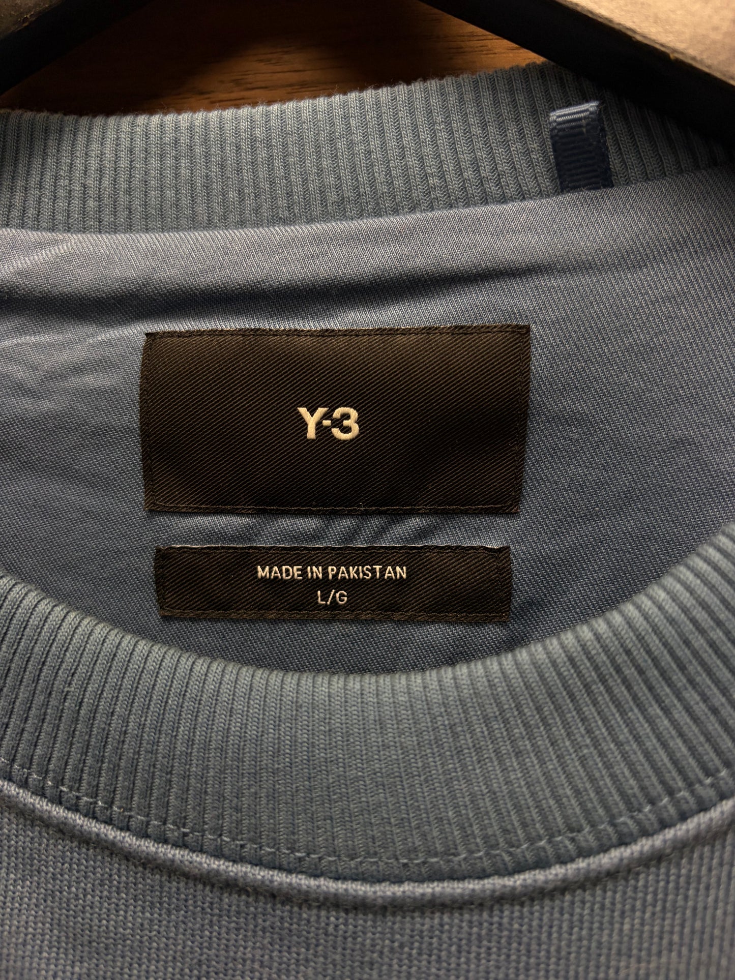 Y-3 by Yohji Yamamoto Blue ‘Badge Logo’ Crewneck Sweatshirt