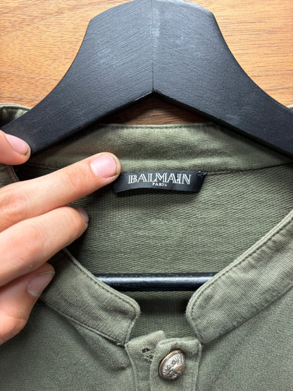 Balmain Military Uniform Inspired Henley Long Sleeve Shirt