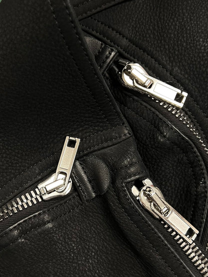 SS2024 Rick Owens ‘Lido’ Black Leather Bauhaus Cargo Vest