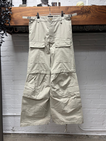 2023 Balenciaga Tan Ripstop ‘Convertible’ Flared Leg Cargo Pants