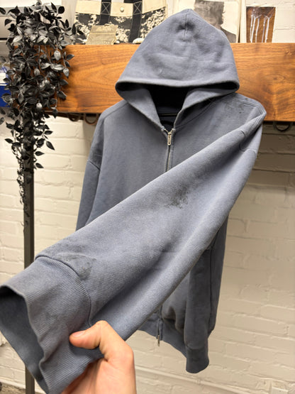 AW2025 Balenciaga ‘Painter’ Washed Blue Zip-Up Hoodie
