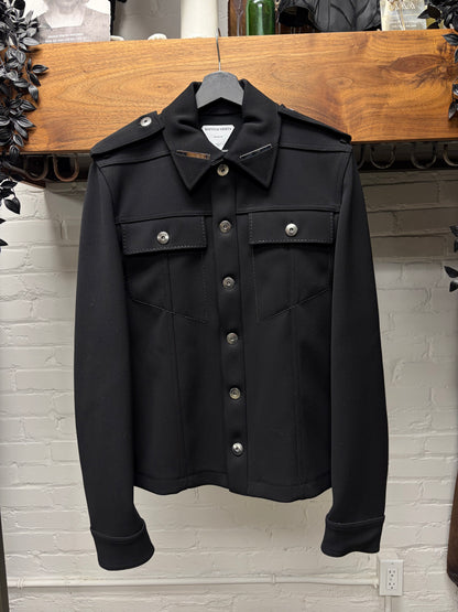 Bottega Veneta ‘Double Calvary’ Black Wool Military Inspired Jacket