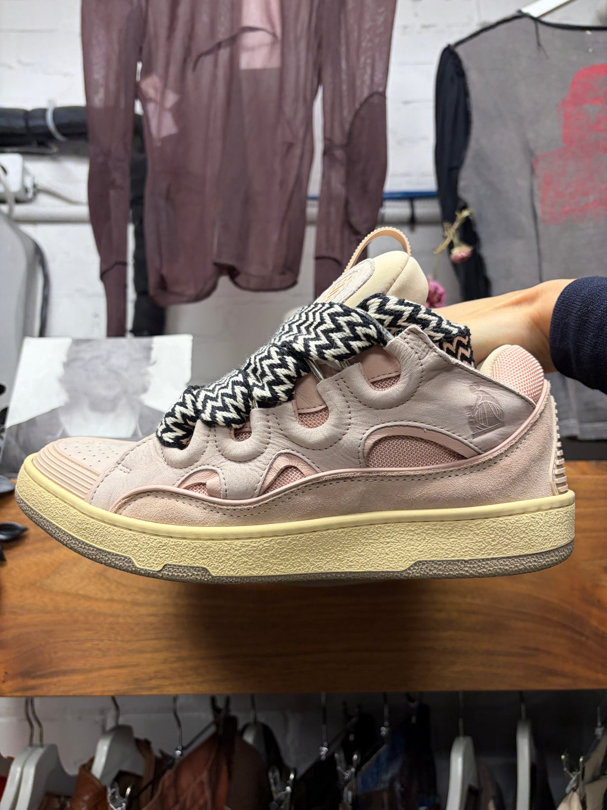 Lanvin Curb Jumbo Lace Low Top Padded Skate Sneakers