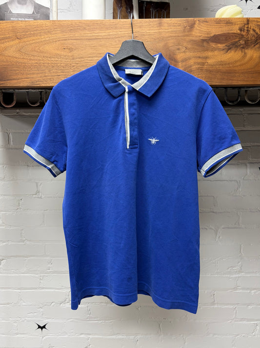 Dior Homme Blue/Grey  ‘Bee’ Embroidered Logo Polo