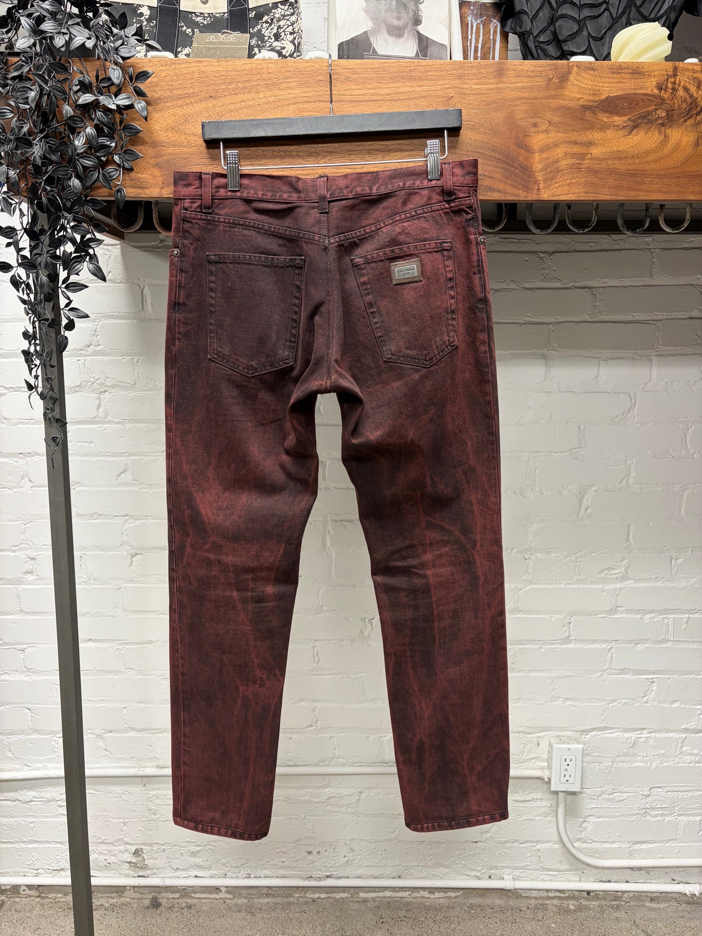 Dolce & Gabbana Bleach Dyed Red Slim/Skinny Cut Denim