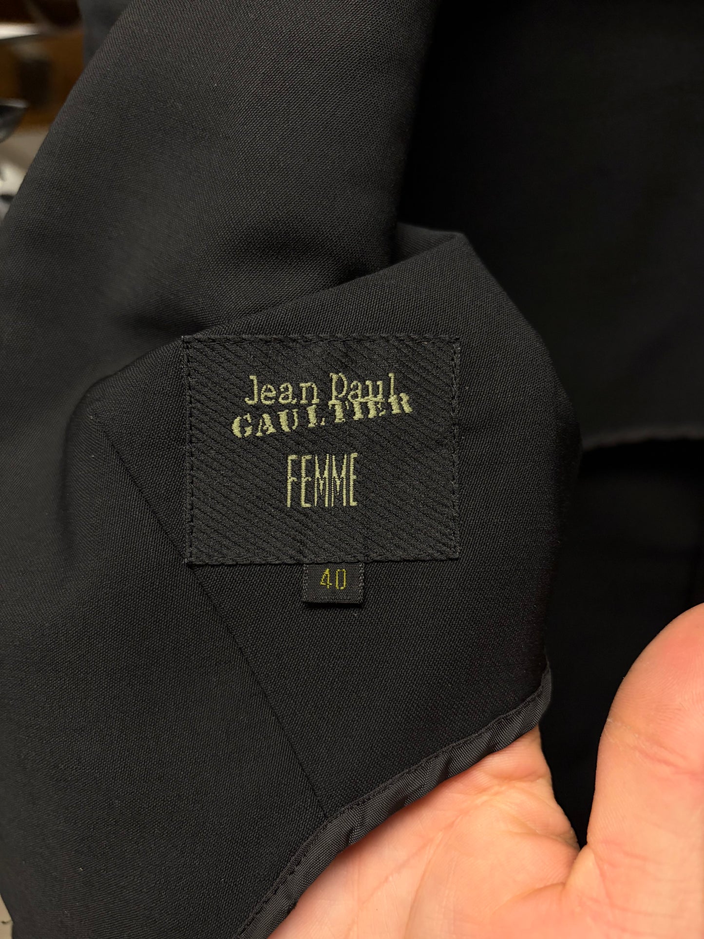 Vintage Jean Paul Gaultier ‘Collarless’ Deconstructed Black Blazer