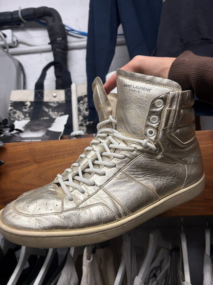 Saint Laurent by Hedi Slimane ‘SL/12H’ Gold Dust Leather High Top Sneakers