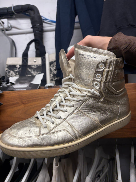 Saint Laurent by Hedi Slimane ‘SL/12H’ Gold Dust Leather High Top Sneakers