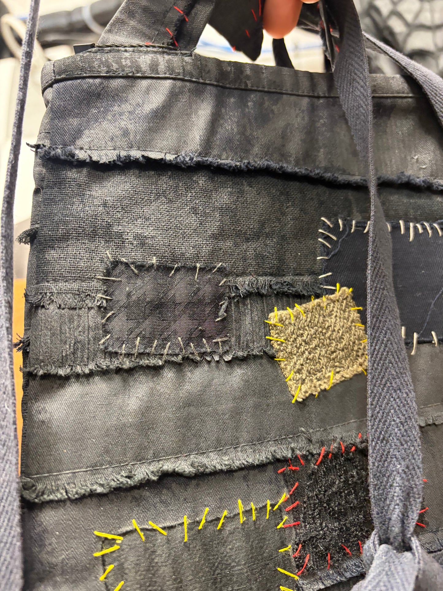 SS2003 Undercover ‘Scab’ Black Patchwork Sling Crossbody Bag