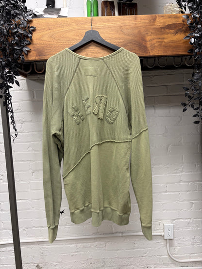 Greg Lauren Reconstructed Thermal Cotton/Crewneck Long Sleeve Shirt
