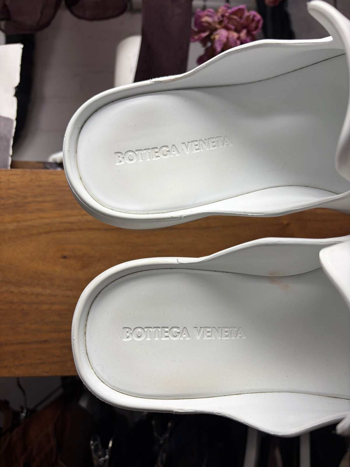Bottega Veneta White ‘Flash’ Slip-On Clogs