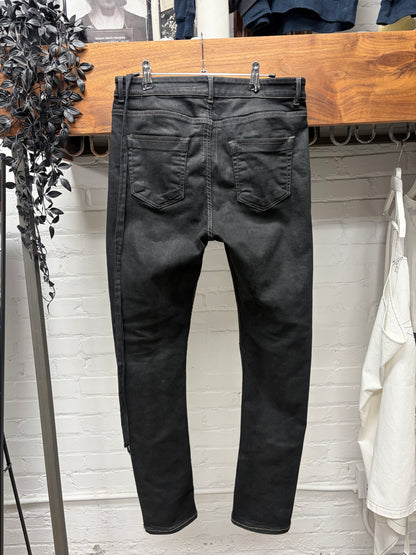 Rick Owens ‘Detroit Cut’ Waxed Black Skinny Jeans