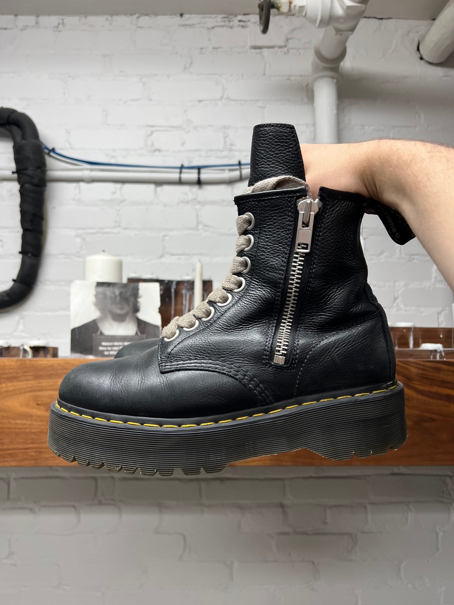 Rick Owens x Doc Martens ‘Quad Sole’ Calfskin Leather Combat Boots