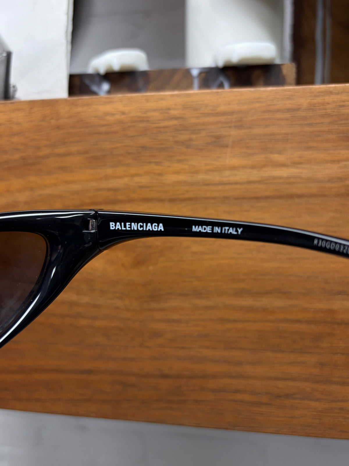 Balenciaga ‘Runner Cat’ Glossy Black Wraparound Sunglasses