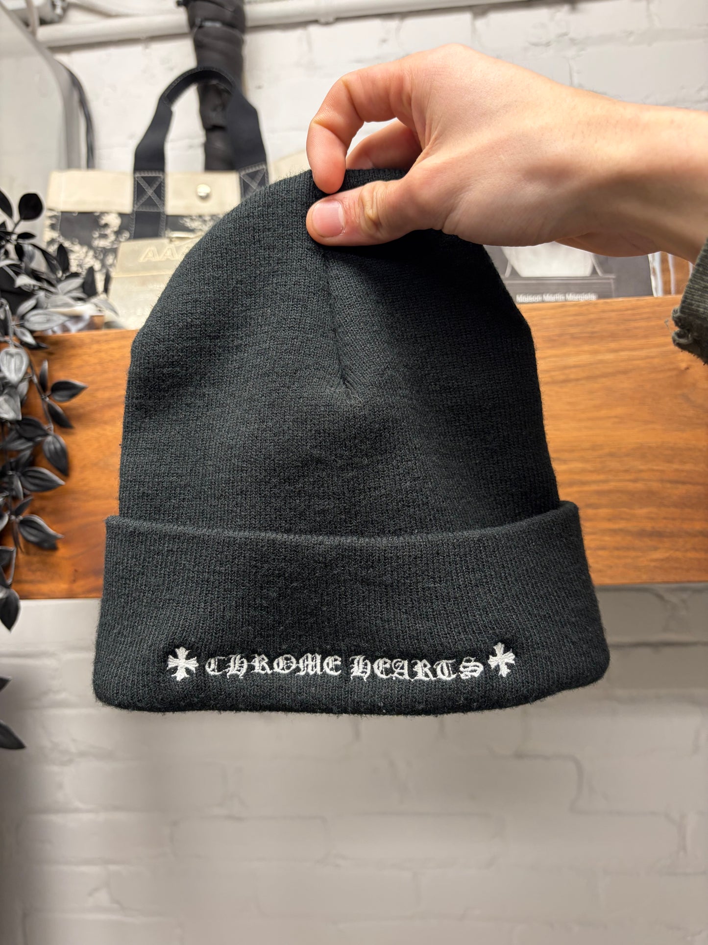 Chrome Hearts ‘CH’ Black Embroidered Logo Beanie